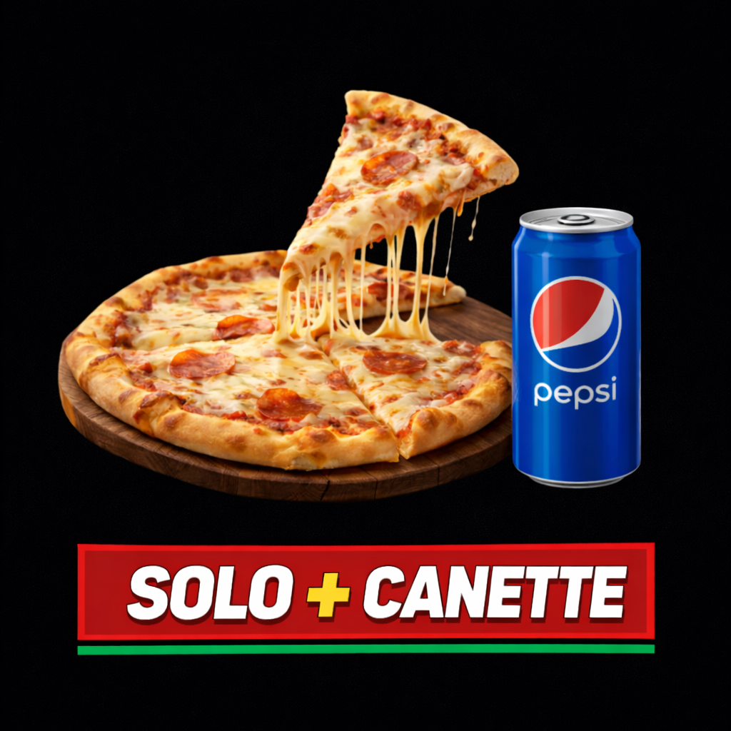 Solo pizza + canette
