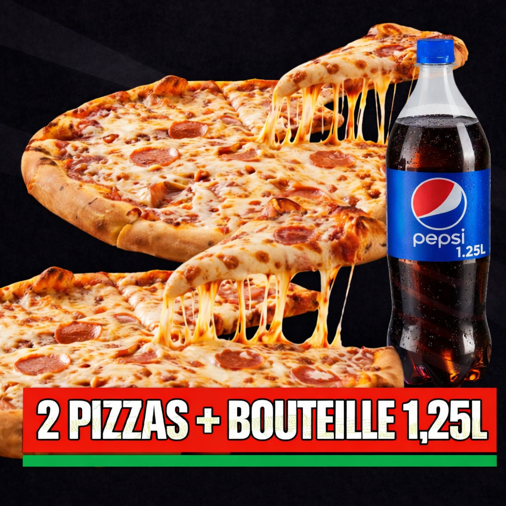 Famille 2 Pizzas + bouteille 1.25L