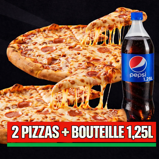 Famille 2 Pizzas + bouteille 1.25L